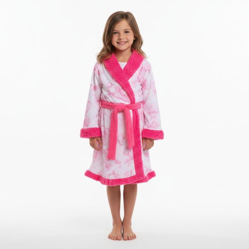 Katie Kime Wicked Women's Pink White Fleece Robe M(8) 100% Polyester Flame Resi…
